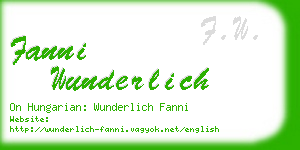 fanni wunderlich business card